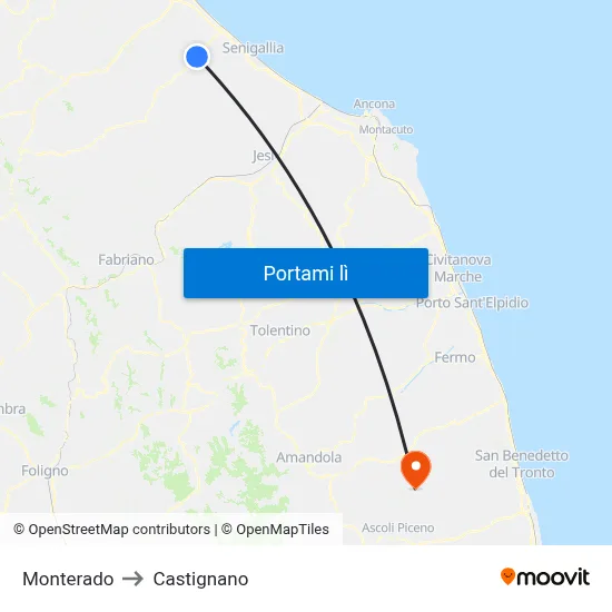 Monterado to Castignano map