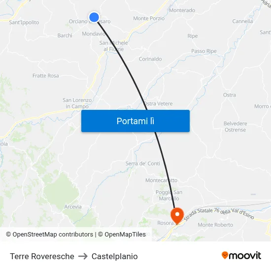 Terre Roveresche to Castelplanio map