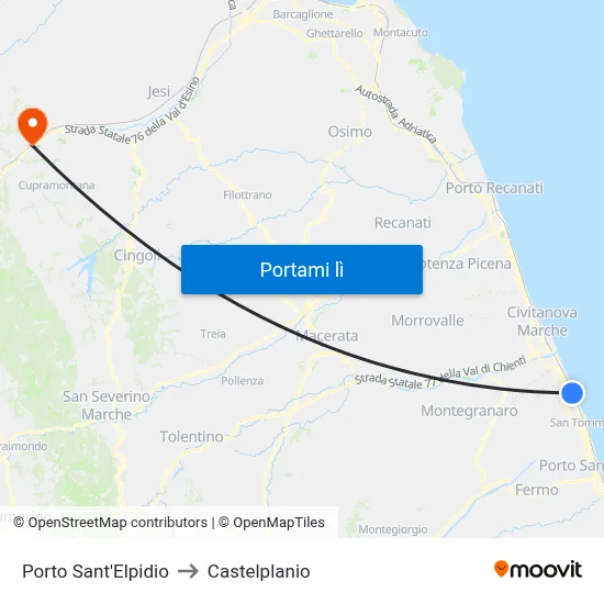 Porto Sant'Elpidio to Castelplanio map