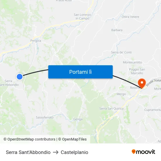 Serra Sant'Abbondio to Castelplanio map