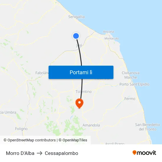 Morro D'Alba to Cessapalombo map