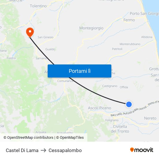 Castel Di Lama to Cessapalombo map