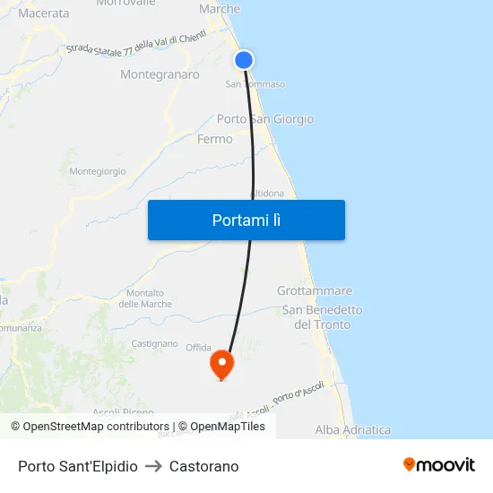 Porto Sant'Elpidio to Castorano map