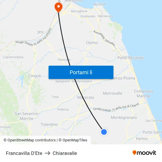 Francavilla D'Ete to Chiaravalle map