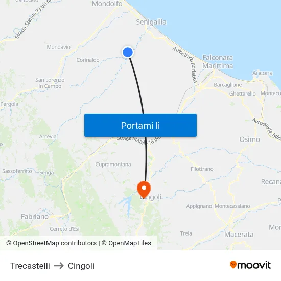 Trecastelli to Cingoli map