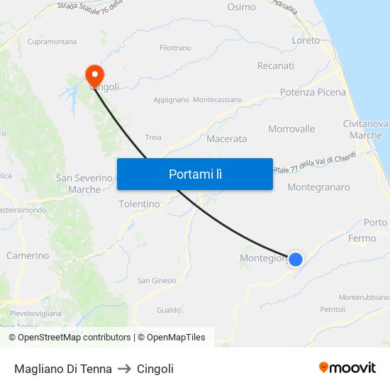 Magliano Di Tenna to Cingoli map