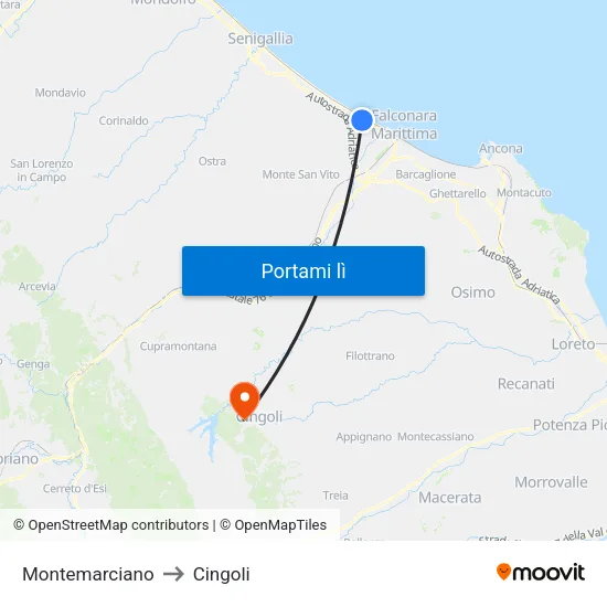 Montemarciano to Cingoli map