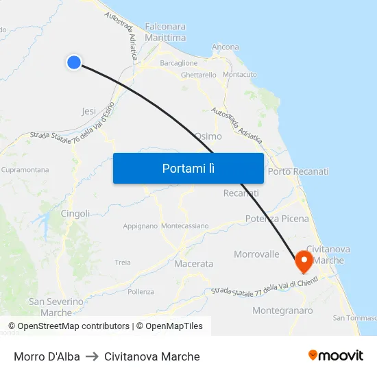 Morro D'Alba to Civitanova Marche map