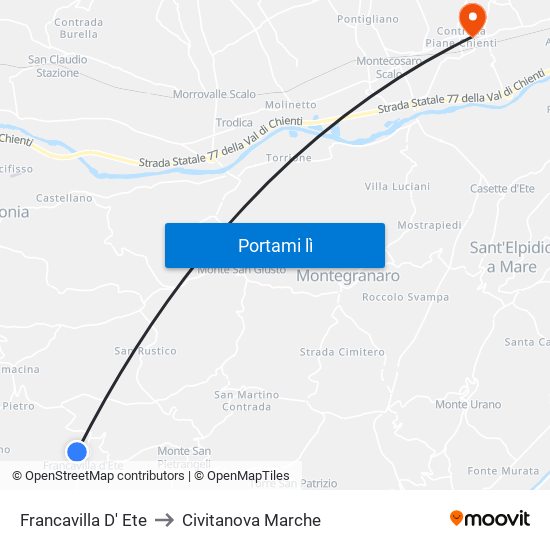 Francavilla D' Ete to Civitanova Marche map
