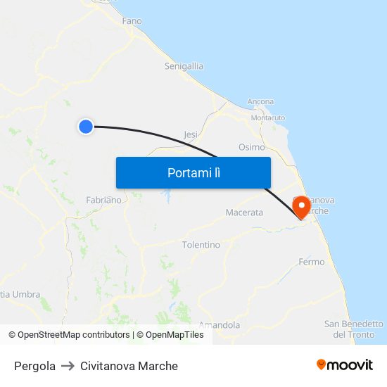 Pergola to Civitanova Marche map