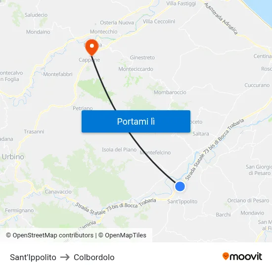 Sant'Ippolito to Colbordolo map