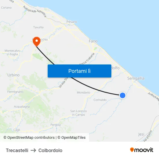 Trecastelli to Colbordolo map