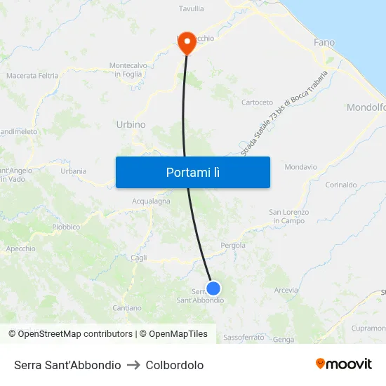 Serra Sant'Abbondio to Colbordolo map