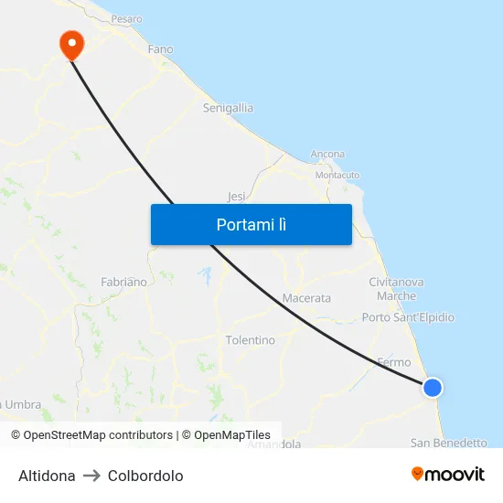Altidona to Colbordolo map