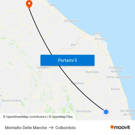 Montalto Delle Marche to Colbordolo map