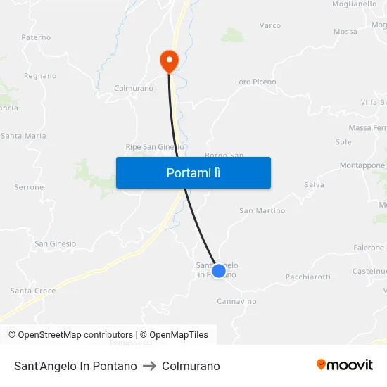 Sant'Angelo In Pontano to Colmurano map