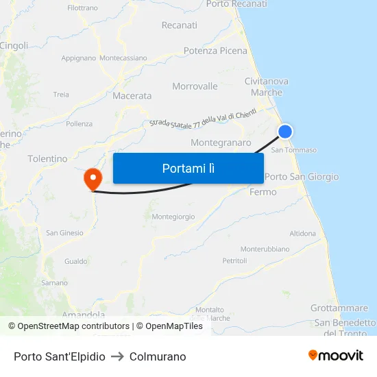Porto Sant'Elpidio to Colmurano map