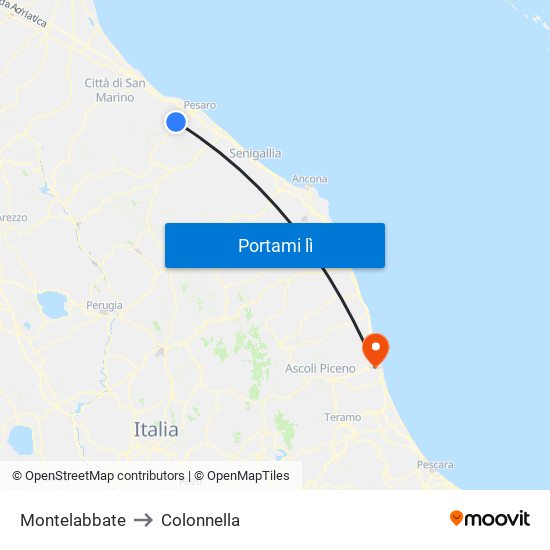 Montelabbate to Colonnella map