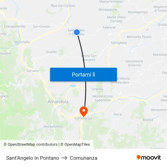 Sant'Angelo In Pontano to Comunanza map