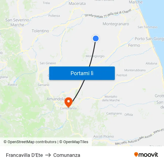 Francavilla D'Ete to Comunanza map