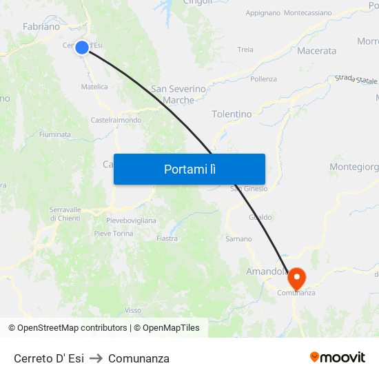 Cerreto D' Esi to Comunanza map