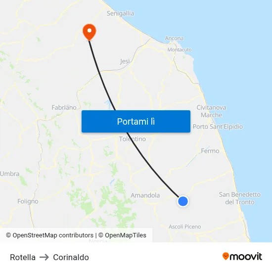 Rotella to Corinaldo map