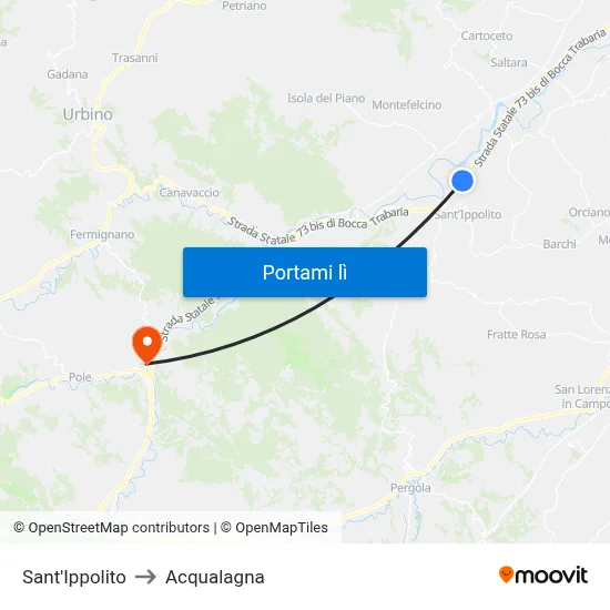 Sant'Ippolito to Acqualagna map