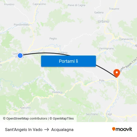Sant'Angelo In Vado to Acqualagna map