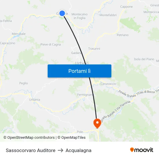 Sassocorvaro Auditore to Acqualagna map