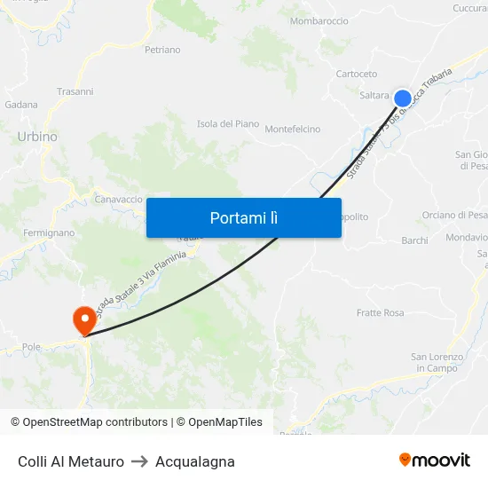 Colli Al Metauro to Acqualagna map