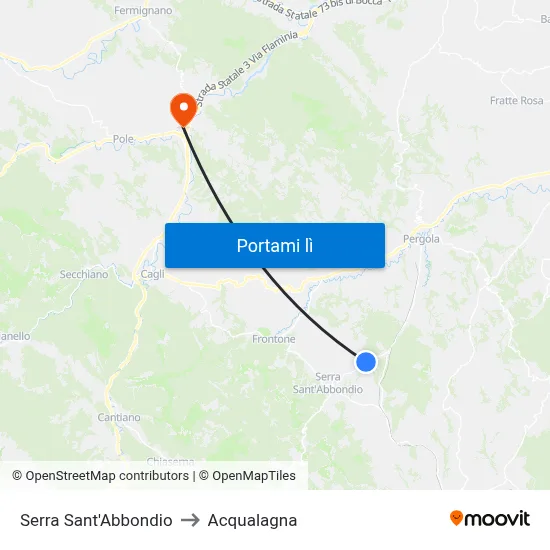 Serra Sant'Abbondio to Acqualagna map
