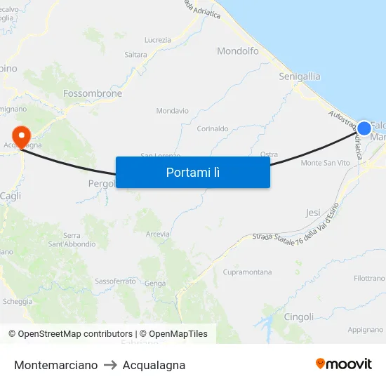 Montemarciano to Acqualagna map