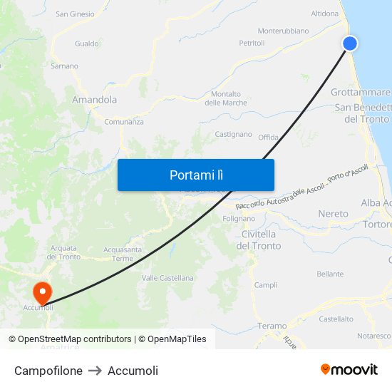 Campofilone to Accumoli map