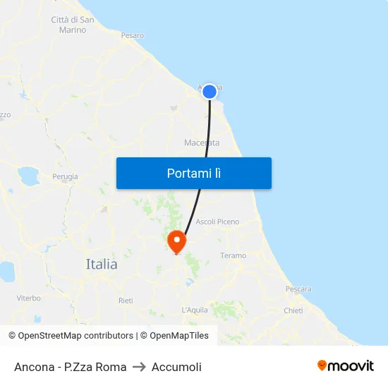Ancona - P.Zza Roma to Accumoli map