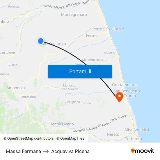 Massa Fermana to Acquaviva Picena map