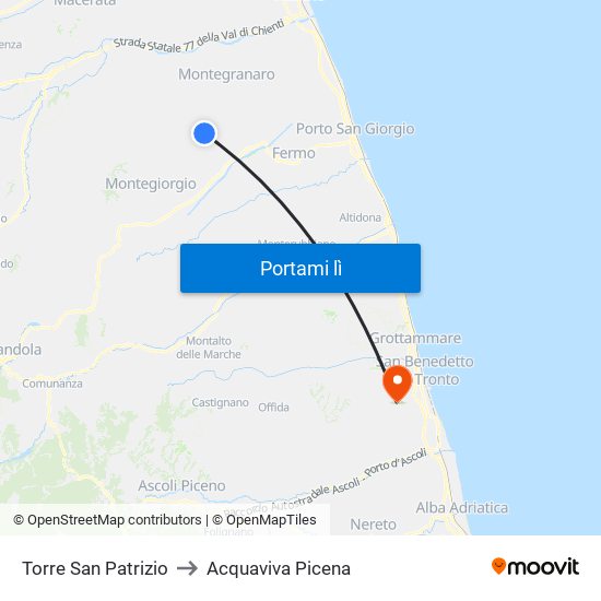 Torre San Patrizio to Acquaviva Picena map