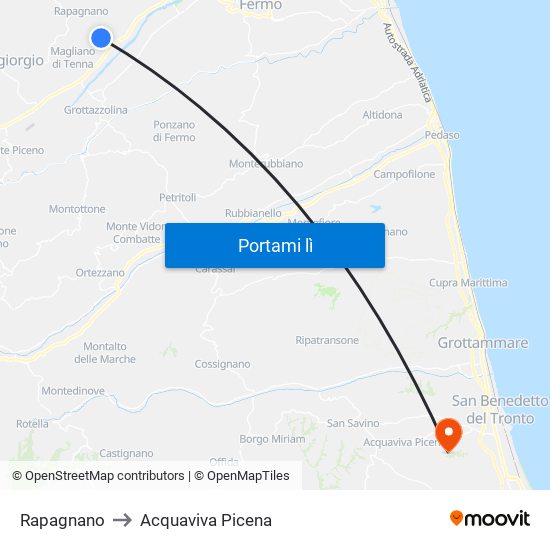 Rapagnano to Acquaviva Picena map