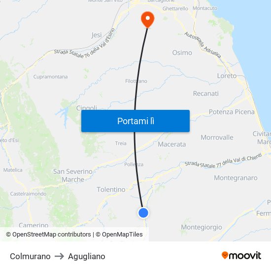 Colmurano to Agugliano map