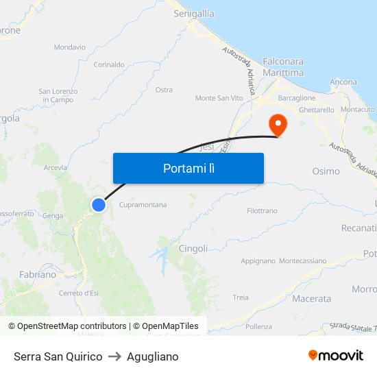 Serra San Quirico to Agugliano map