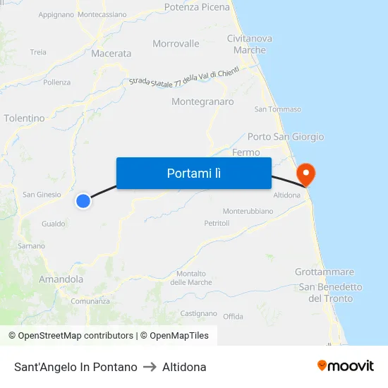 Sant'Angelo In Pontano to Altidona map