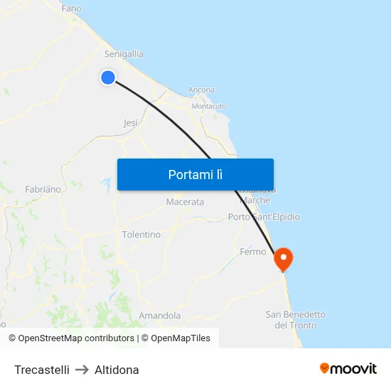 Trecastelli to Altidona map