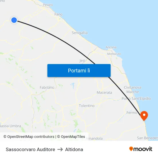 Sassocorvaro Auditore to Altidona map