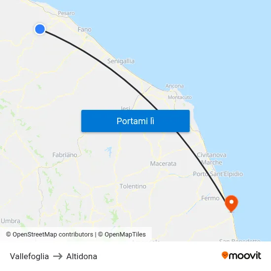 Vallefoglia to Altidona map