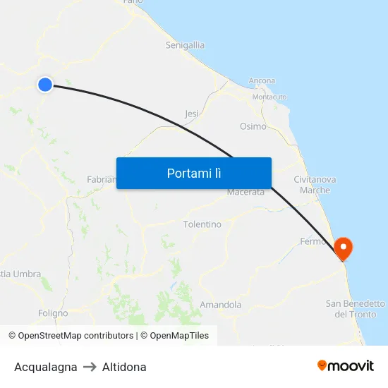 Acqualagna to Altidona map