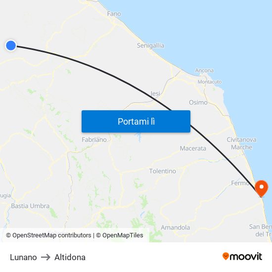 Lunano to Altidona map