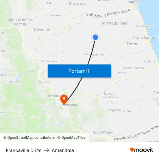 Francavilla D'Ete to Amandola map