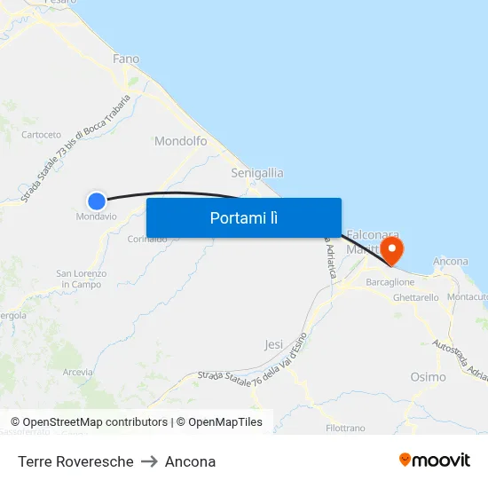Terre Roveresche to Ancona map