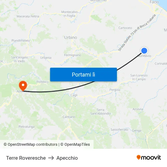 Terre Roveresche to Apecchio map