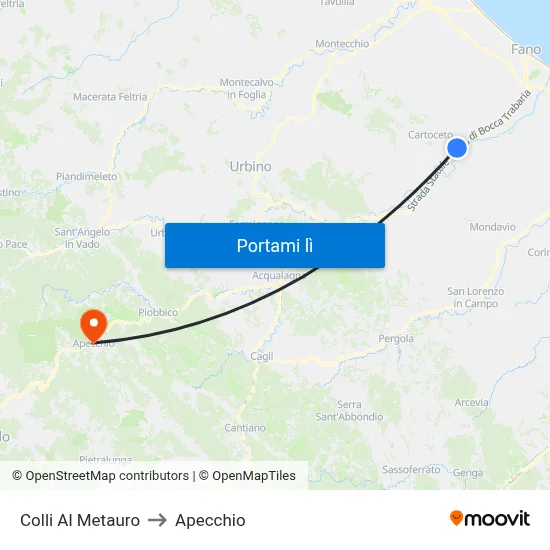Colli Al Metauro to Apecchio map