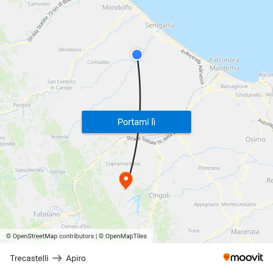 Trecastelli to Apiro map